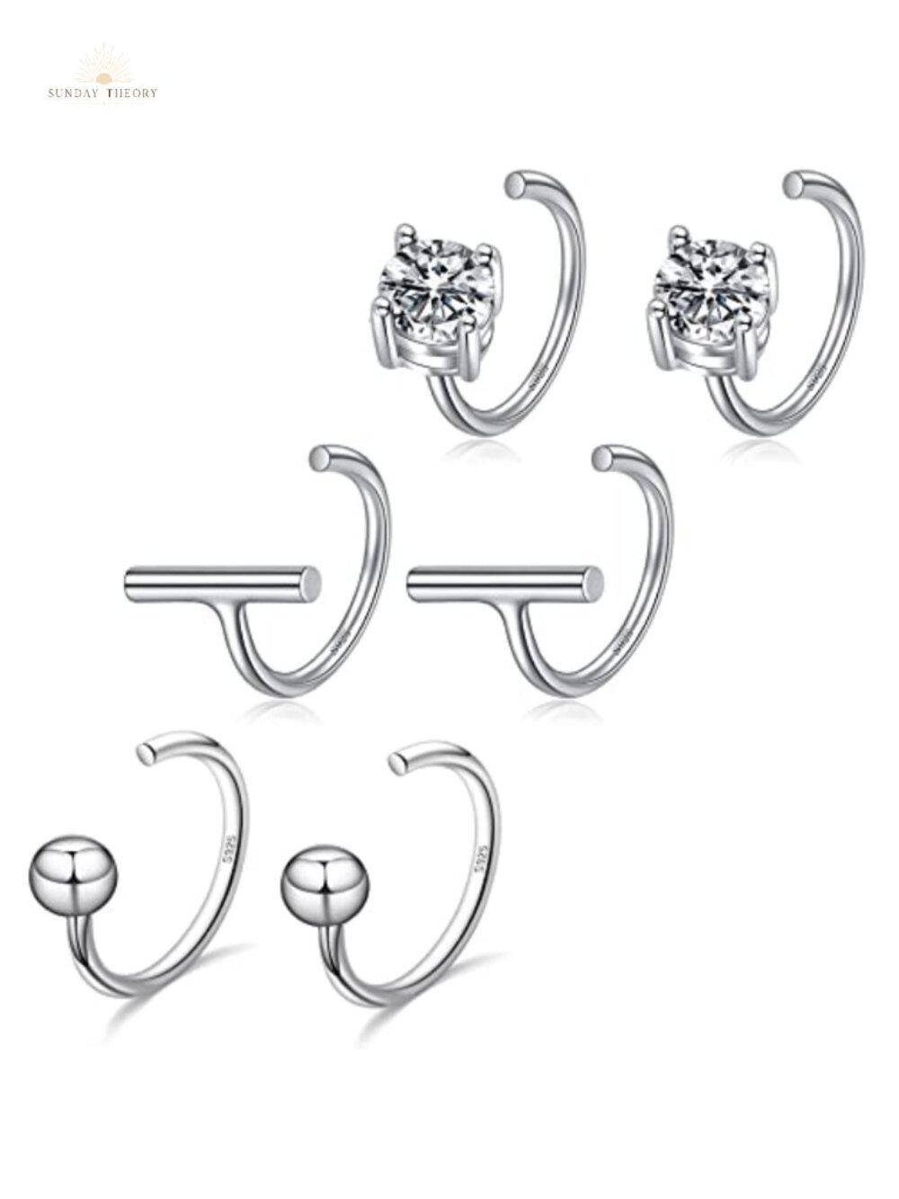 925 Sterling Silver Huggie Hoop Earrings Set Dainty Hypoallergenic